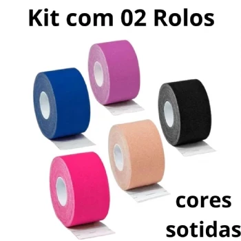 Kit 02 Fita Bandagem Elástica Funcional Kinesio Taping Dermatape - Cor