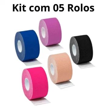 Kit 05 Fita Bandagem Elástica Funcional Kinesio Taping Dermatape