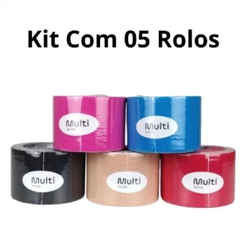 Kit 05 Fita Bandagem Elástica Funcional Kinesio Taping Muscle Fix - Mu
