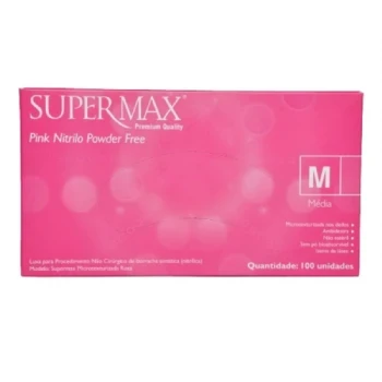 Luva De Procedimento Nitrílica Sem Pó Rosa C-100 Supermax
