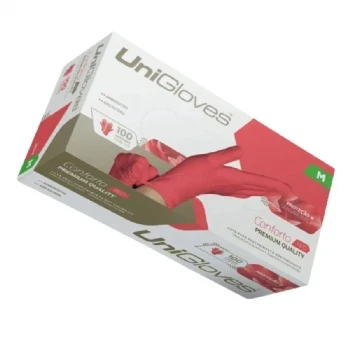 Luva De Procedimento Em Látex Sem Pó Red C-100 Unigloves