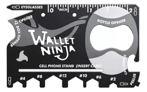 Cartão Metal Multifunções Ninja - Preto - 18 Funções - 85x55mm