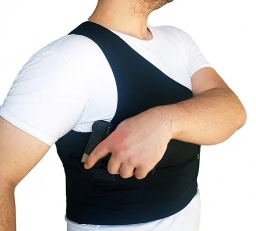 Camiseta Coldre - Porta Carregador Velado Multifunções - Canhota