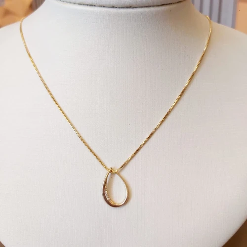 Gargantilha Dourada Gota Com Microzircônias